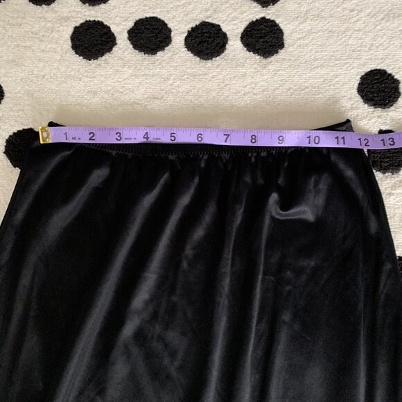 Vintage 90s Y2K French Maid Black Silky Satin Lace Boho Chic Half Slip Skirt - Picture 10 of 14